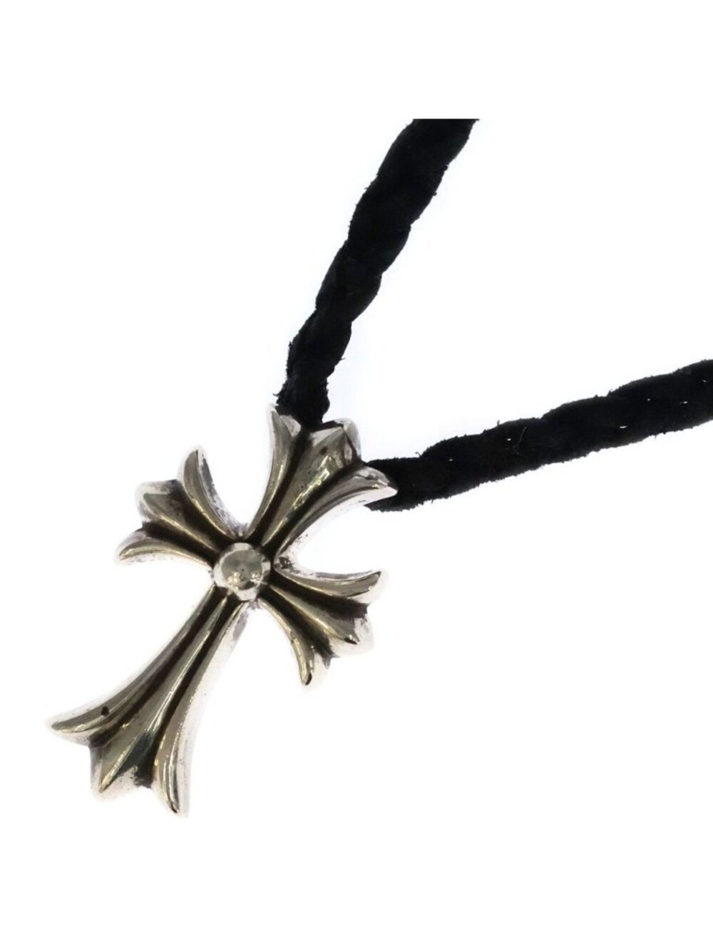 Chrome Hearts CH Small CH Cross BC Boro Chip Braid Necklace Silver